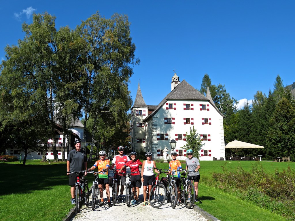 Bike tours in Austria at Salzburg - Our group at a lovely castle hotel